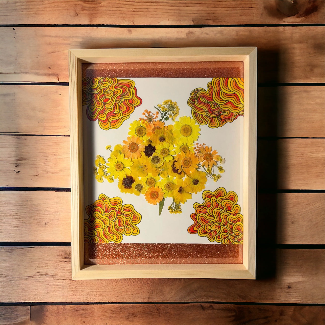 Fiery orange flower art