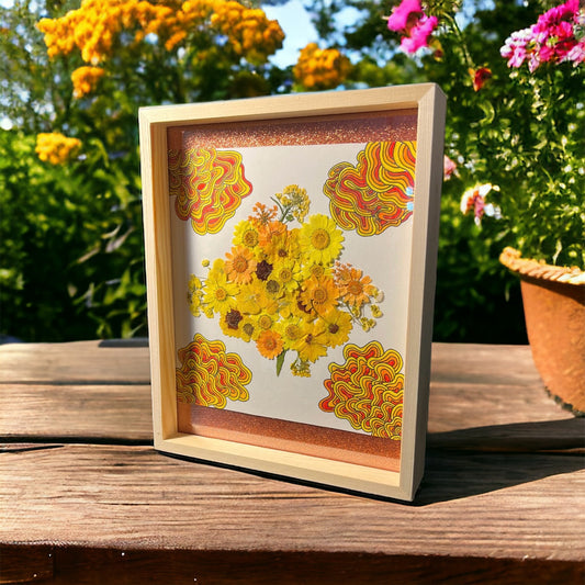 Fiery orange flower art